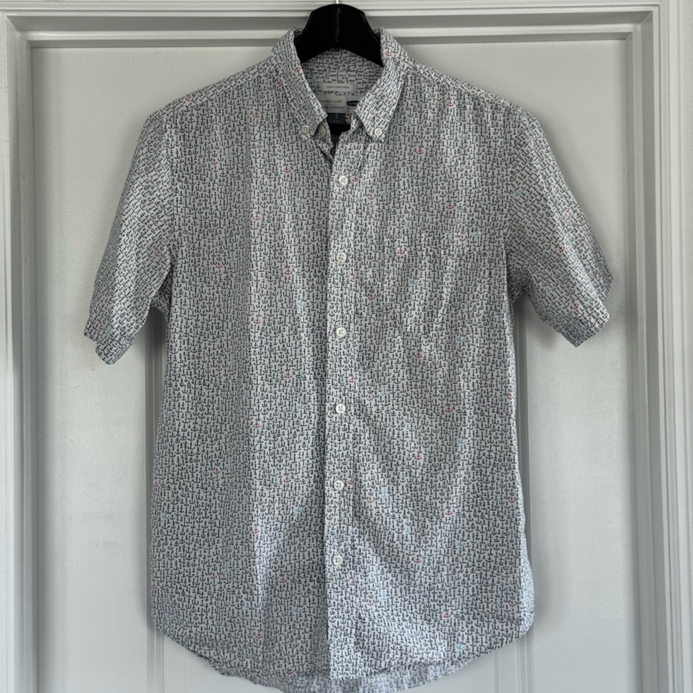 Old Navy Black and White Anchor Patterned Button Down Shirt